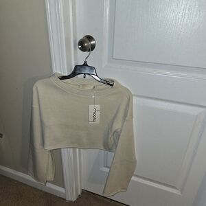 Beige Cropped Sweater Top